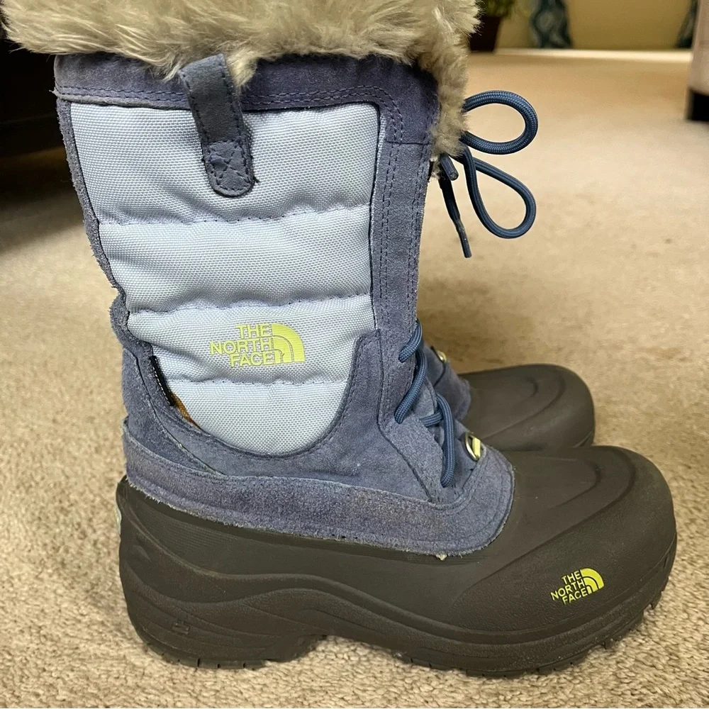 The North Face Girls Heat Seekers Blue Winter Snow Waterproof Rain Boots Size 7
